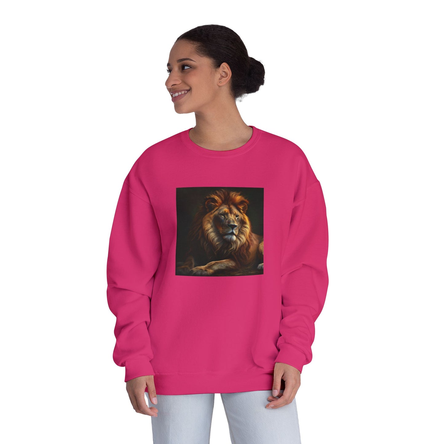 Majestic Lion Unisex Crewneck Sweatshirt - Cozy Animal Print Apparel
