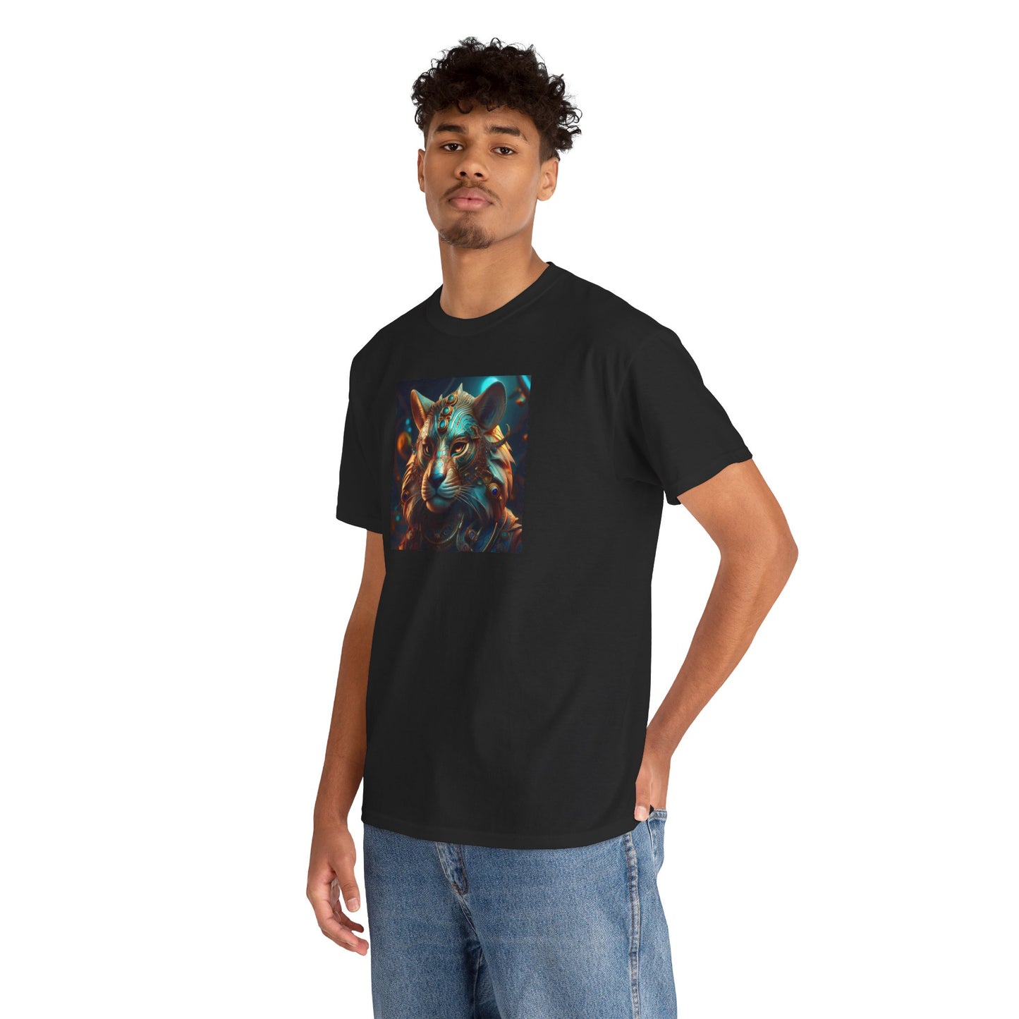 Unique Lion Art Unisex Heavy Cotton Tee - Statement Graphic T-Shirt for Animal Lovers