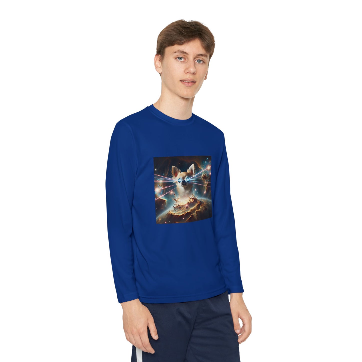 Kids Galaxy Control Long Sleeve Tee, Fierce Teacup Chihuahua Laser Eyes, Funny Shirt, Child's Top, Cute Animal Graphic Tee