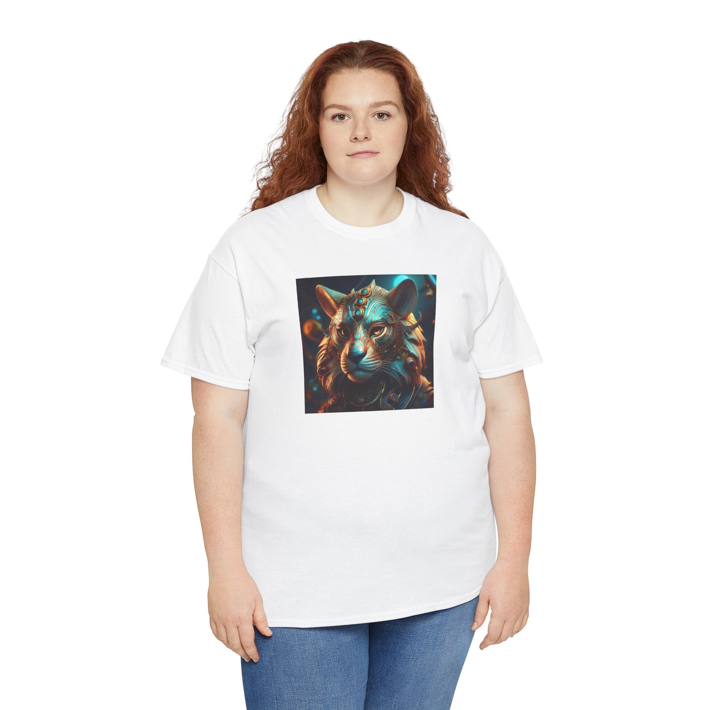 Unique Lion Art Unisex Heavy Cotton Tee - Statement Graphic T-Shirt for Animal Lovers