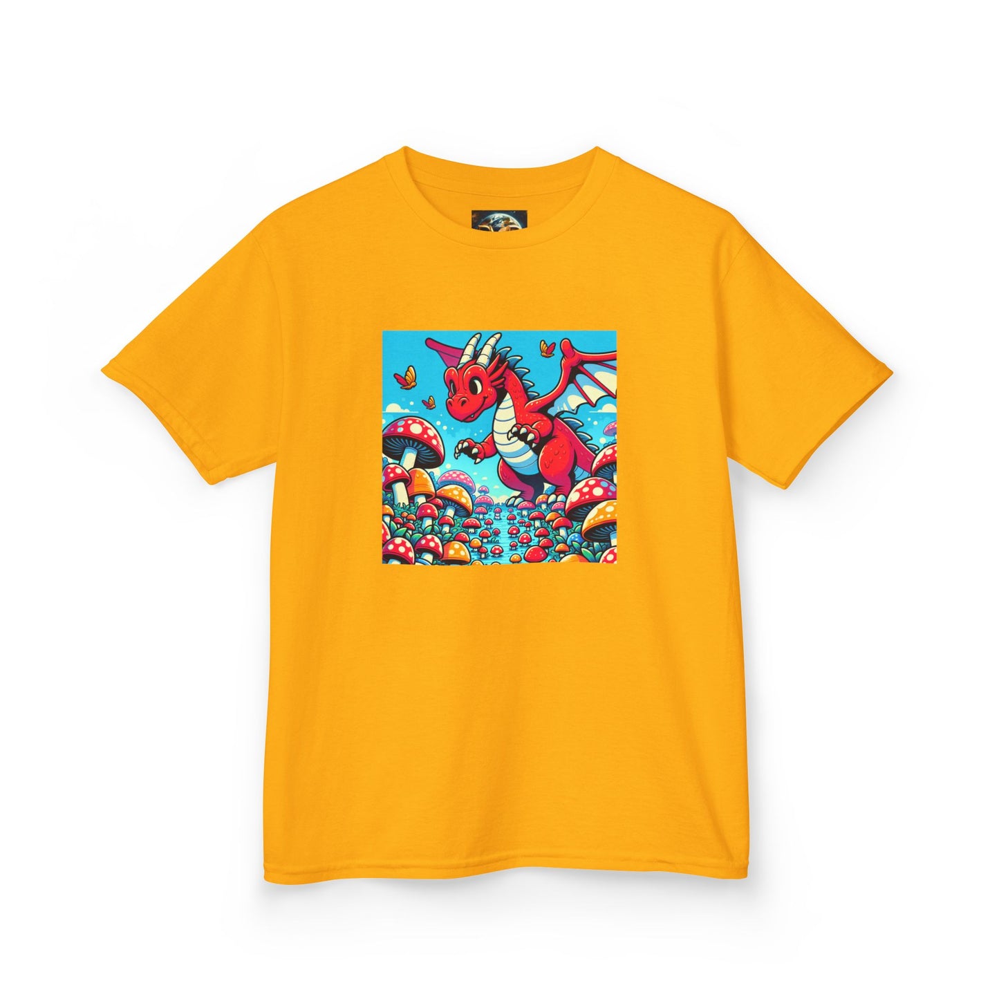 Kids Dragon in a Field of Mushrooms Adventure Tee - Fun Colorful Design for Little Explorers