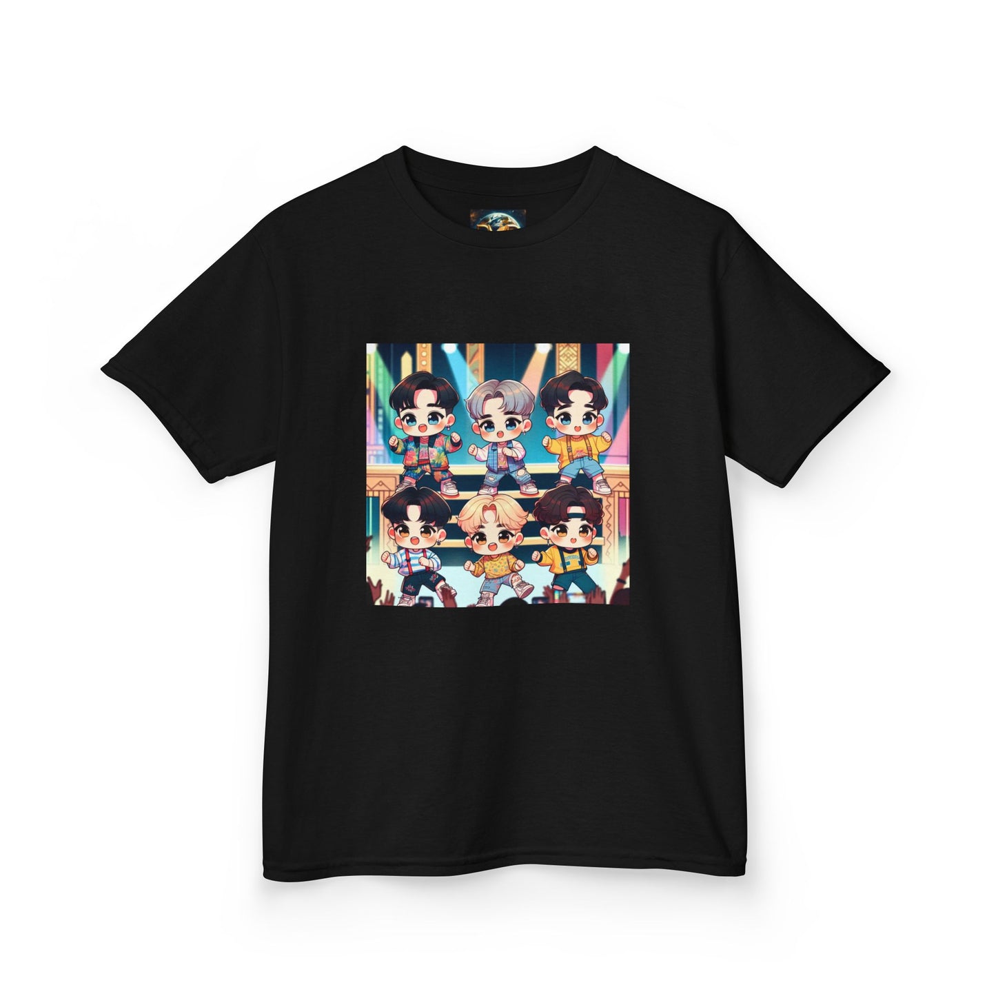 Kids T-Shirt, Cute Anime K-Pop Band on Stage Tee, Children's Graphic Shirt, Kawaii Music Group Top, Concert Apparel for Boys