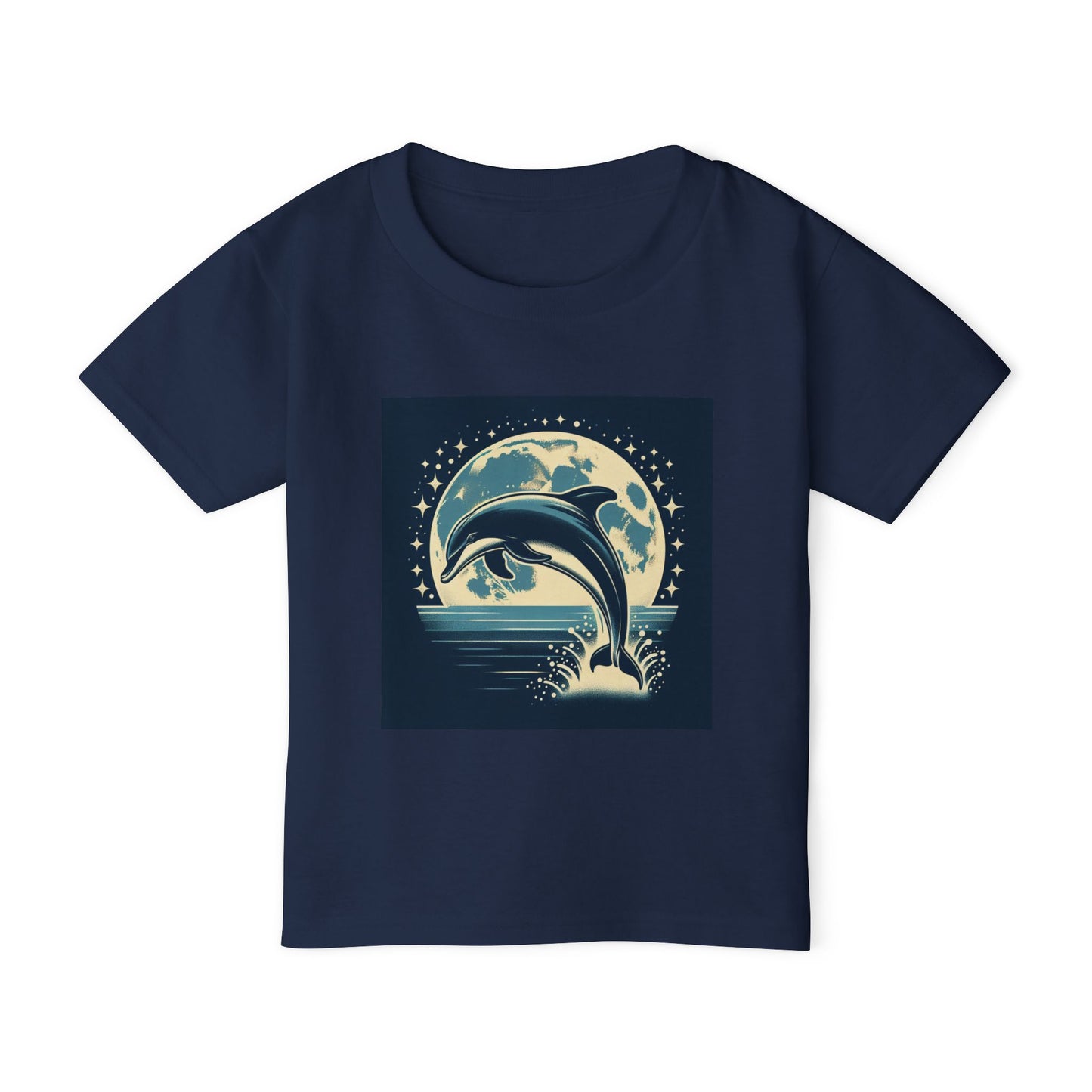 Dolphin with a Full Moon and Starry Night Toddler T-Shirt – Perfect for Little Sea Explorers