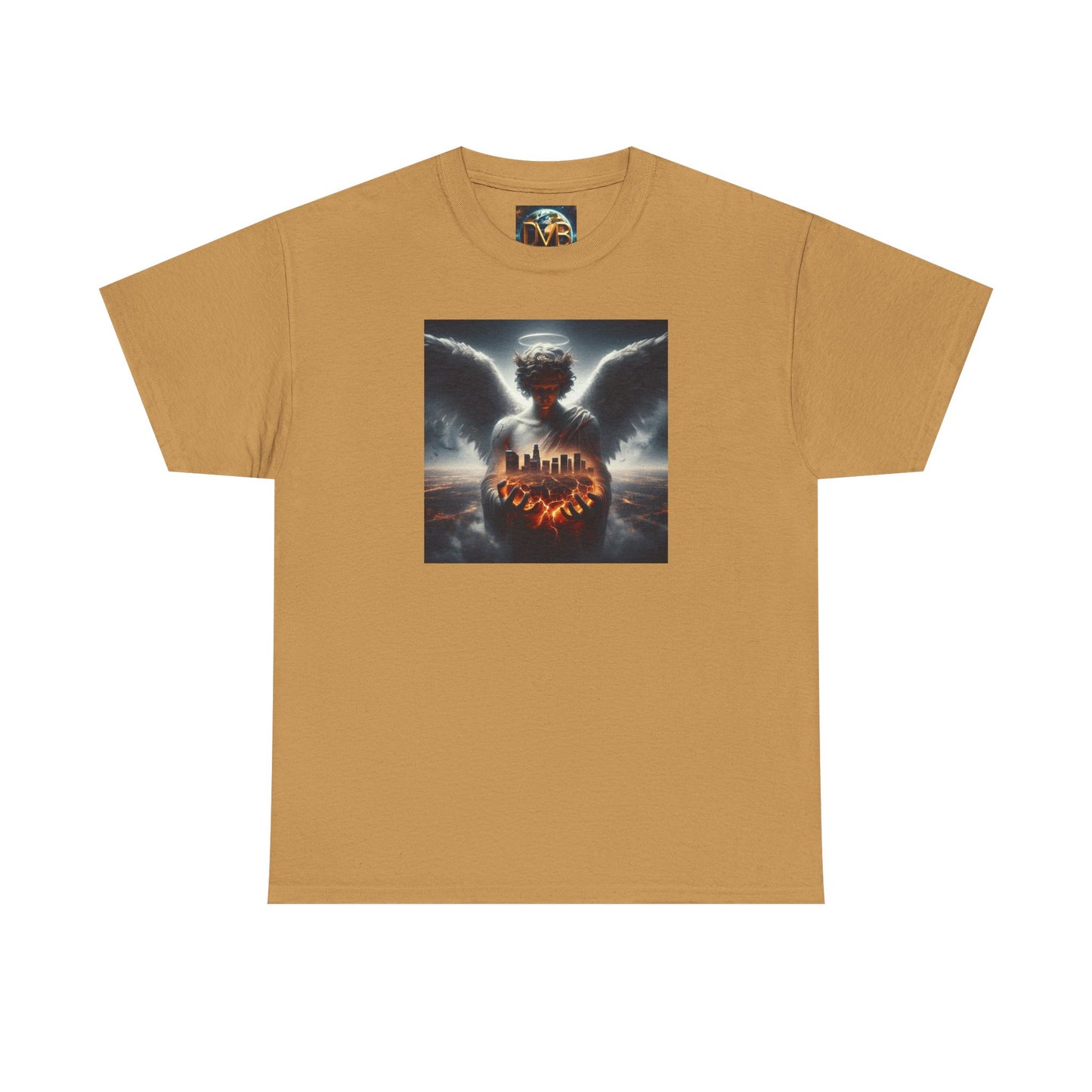Angel Guardian Unisex Heavy Cotton Tee - Los Angeles Landscape Shirt, Holy Angel Protection, Urban Angel Tee, City Savior