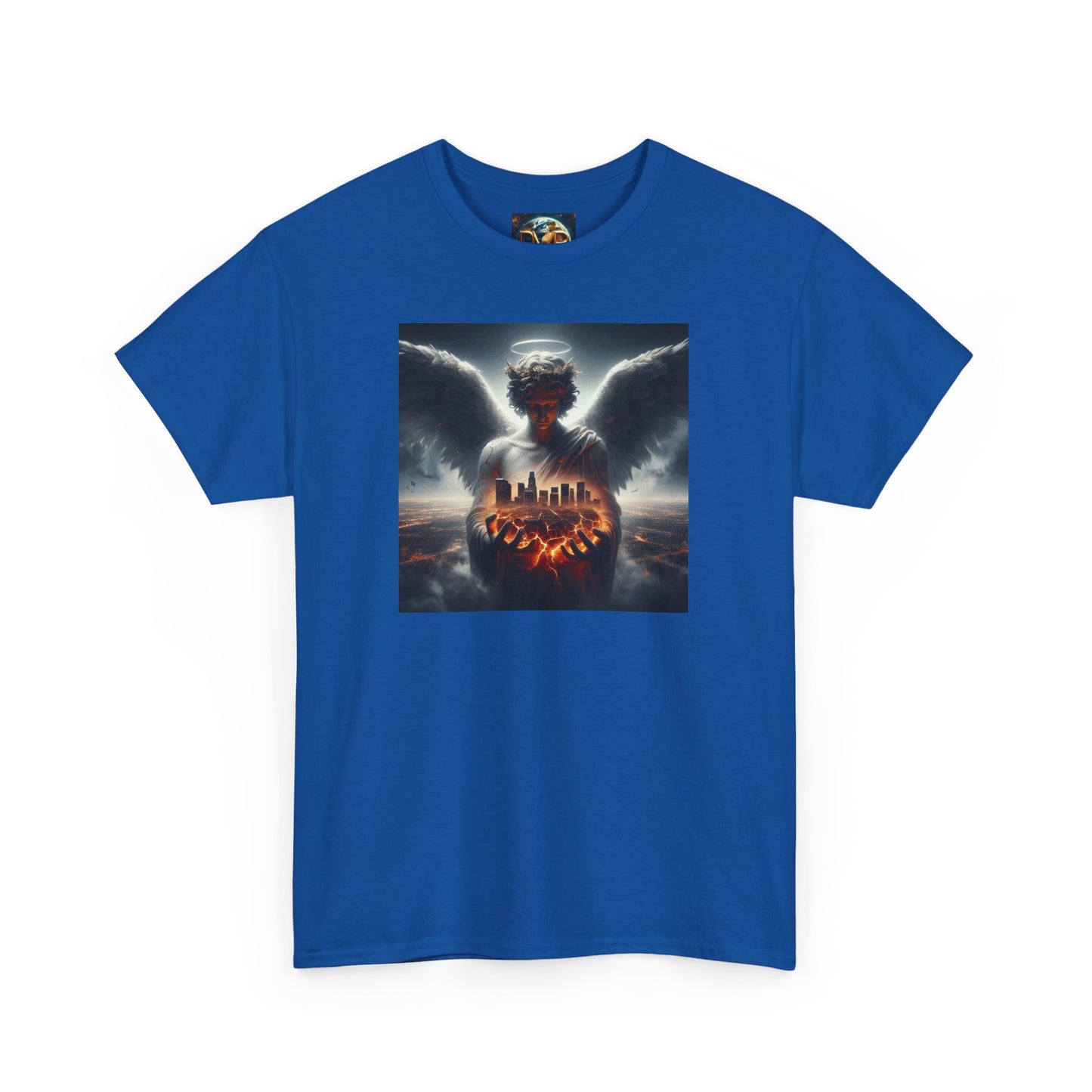 Angel Guardian Unisex Heavy Cotton Tee - Los Angeles Landscape Shirt, Holy Angel Protection, Urban Angel Tee, City Savior