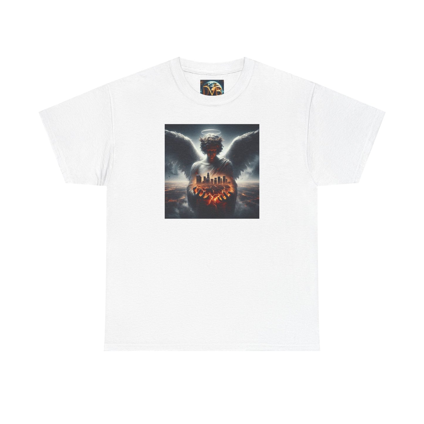Angel Guardian Unisex Heavy Cotton Tee - Los Angeles Landscape Shirt, Holy Angel Protection, Urban Angel Tee, City Savior