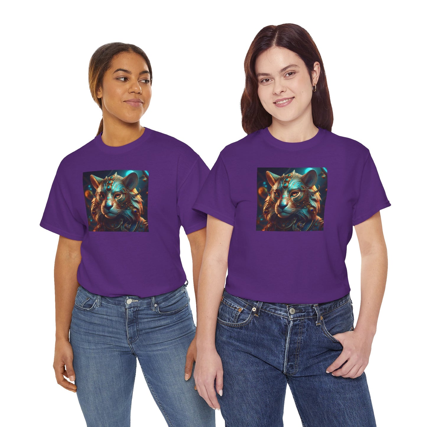 Unique Lion Art Unisex Heavy Cotton Tee - Statement Graphic T-Shirt for Animal Lovers