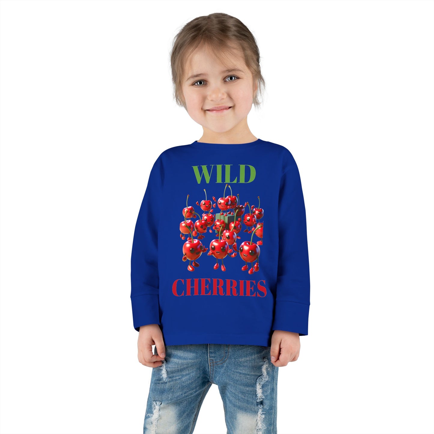 Wild Cherries Toddler Long Sleeve Tee - Fun Fruit Design for Kids