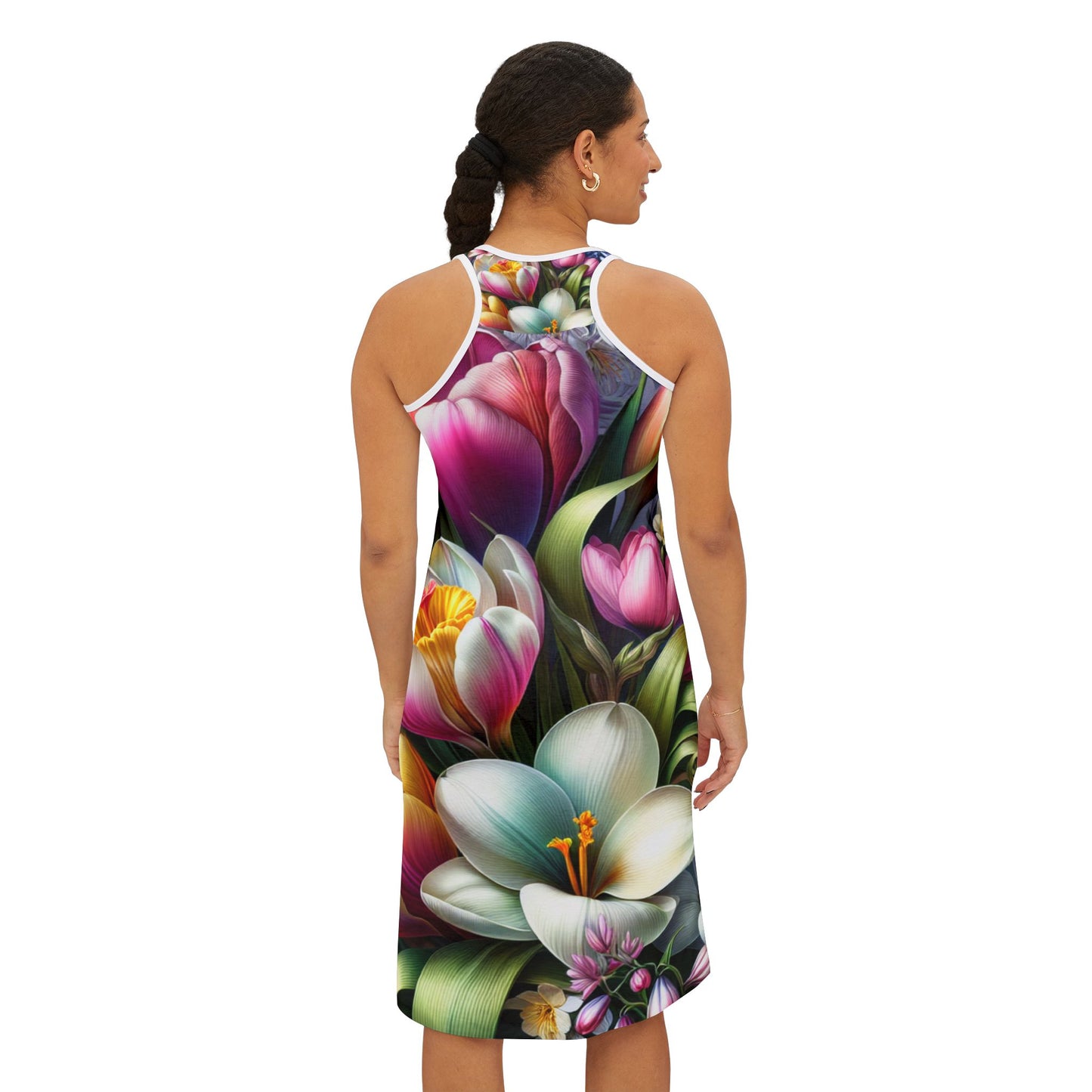 Floral Women's Racerback Dress - Vibrant Spring Bloom Design