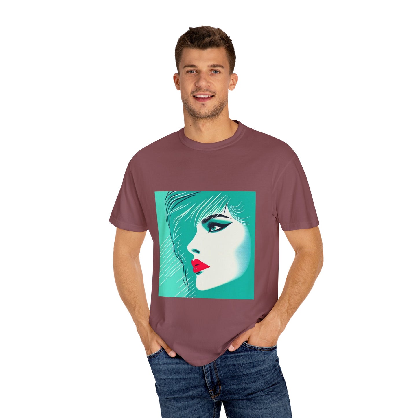 Vintage Lady Portrait T-shirt, 1980s Art Style, Retro Graphic Tee, Unisex Graphic Tee, Hipster Fashion Shirt