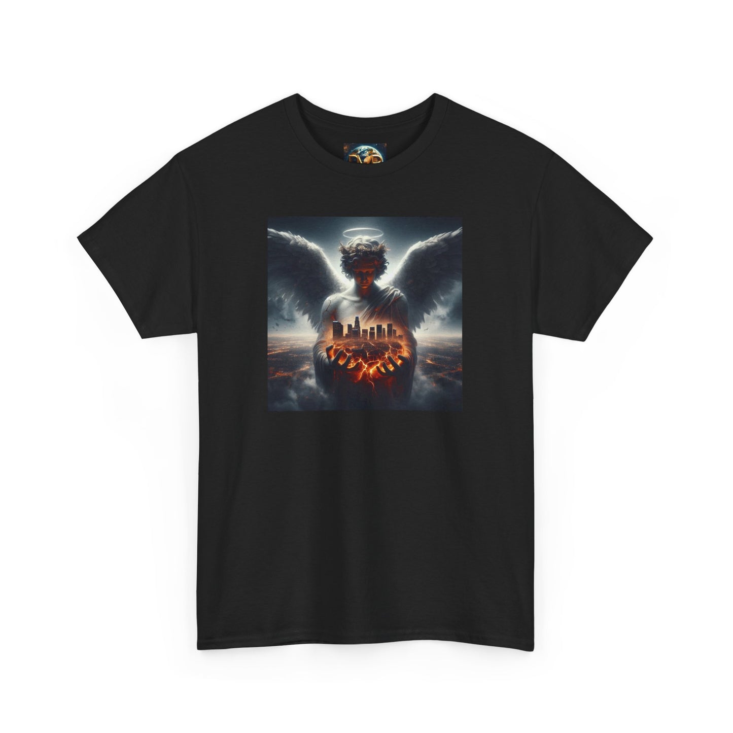 Angel Guardian Unisex Heavy Cotton Tee - Los Angeles Landscape Shirt, Holy Angel Protection, Urban Angel Tee, City Savior