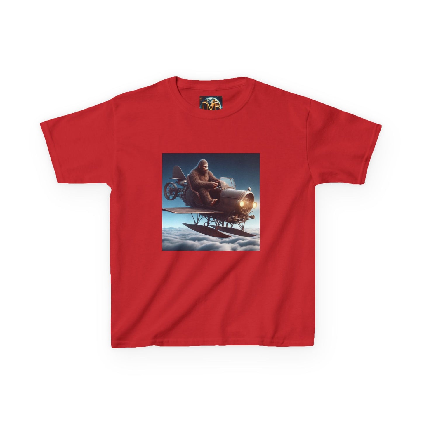 Kids Tee, Bigfoot Flying Car Shirt, Hilarious Kid's Design, Youth Tshirt, Children's Graphic Tee, Funny Sasquatch Top