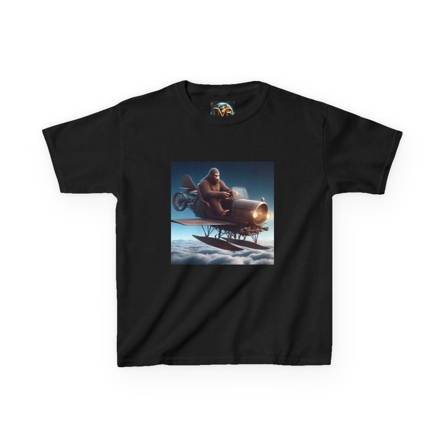 Kids Tee, Bigfoot Flying Car Shirt, Hilarious Kid's Design, Youth Tshirt, Children's Graphic Tee, Funny Sasquatch Top