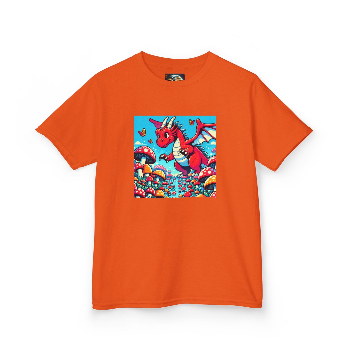 Kids Dragon in a Field of Mushrooms Adventure Tee - Fun Colorful Design for Little Explorers
