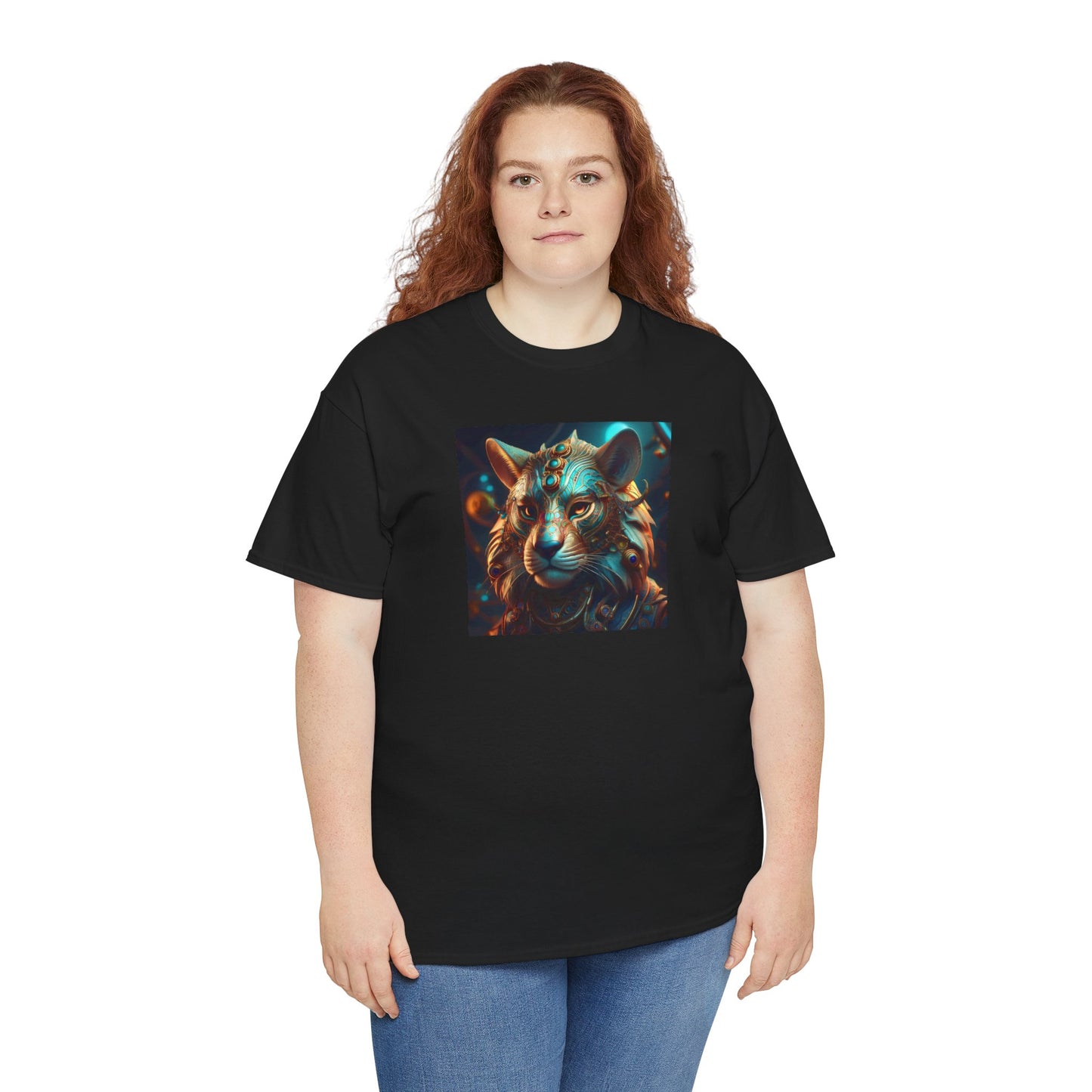 Unique Lion Art Unisex Heavy Cotton Tee - Statement Graphic T-Shirt for Animal Lovers
