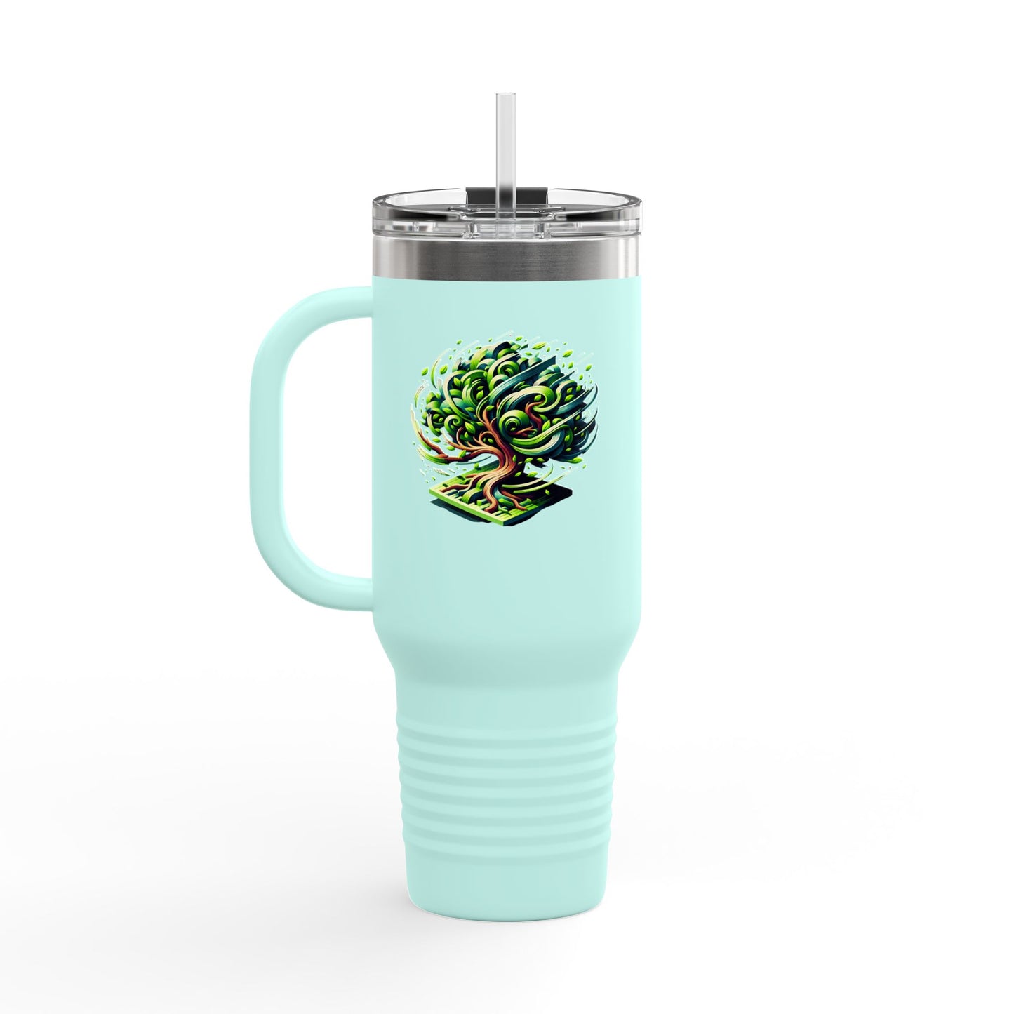 Eco-Friendly Insulated Travel Mug - 40oz with Whimsical Tree Design
