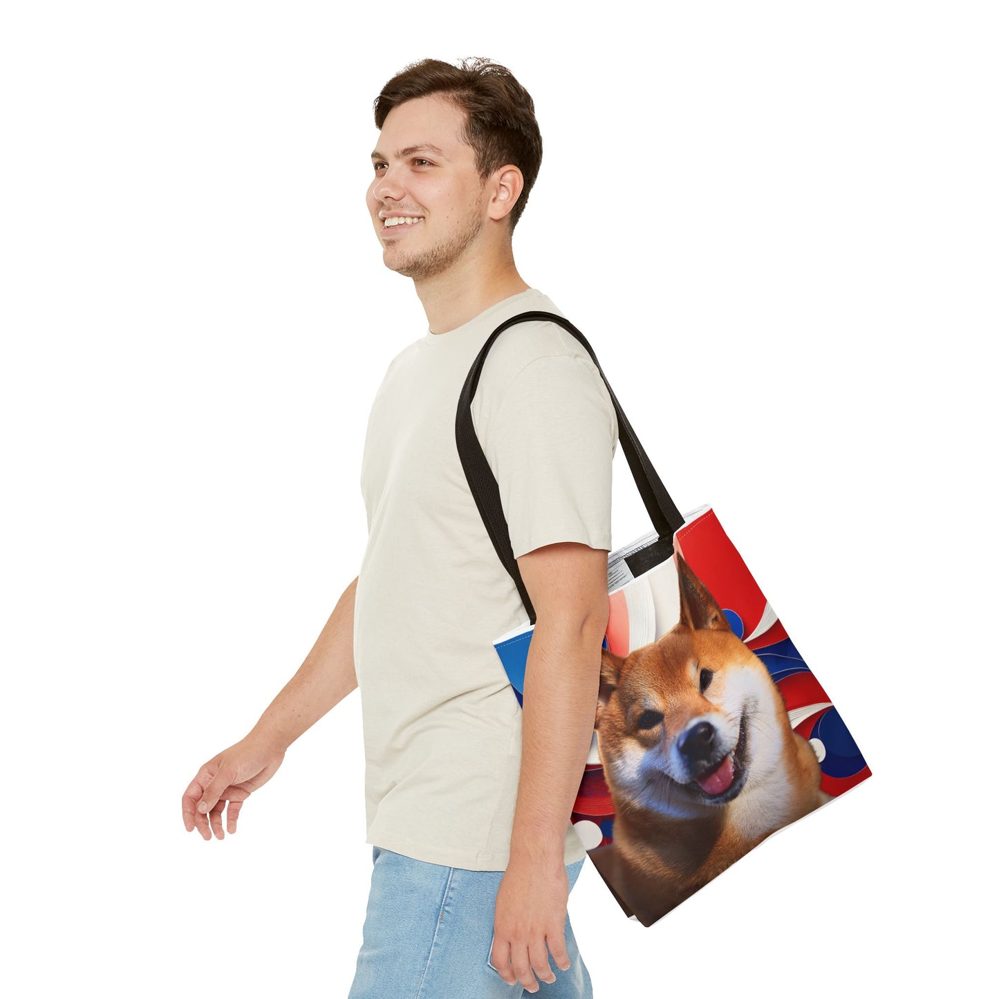 Shiba Inu Tote Bag - Patriotic Red White and Blue Design