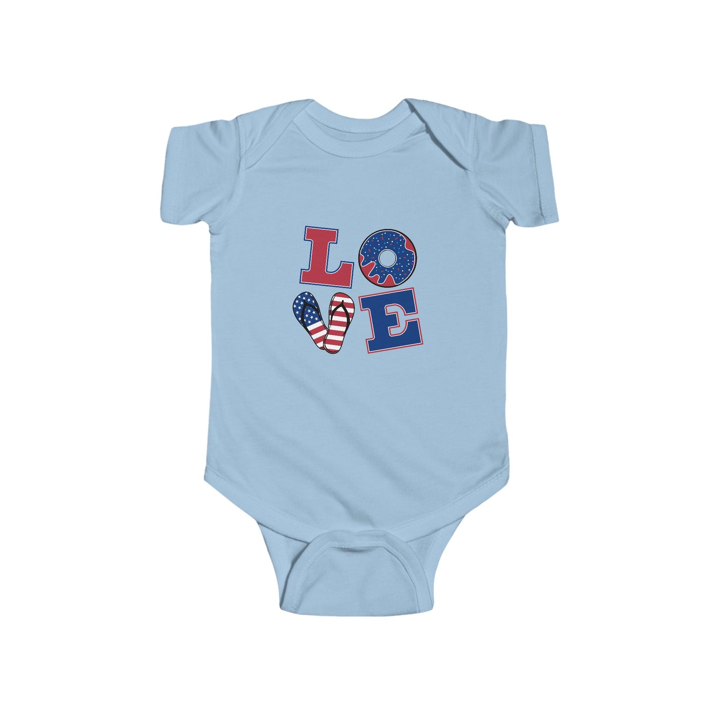 Patriotic Love Infant Bodysuit - Fourth of July Baby Outfit