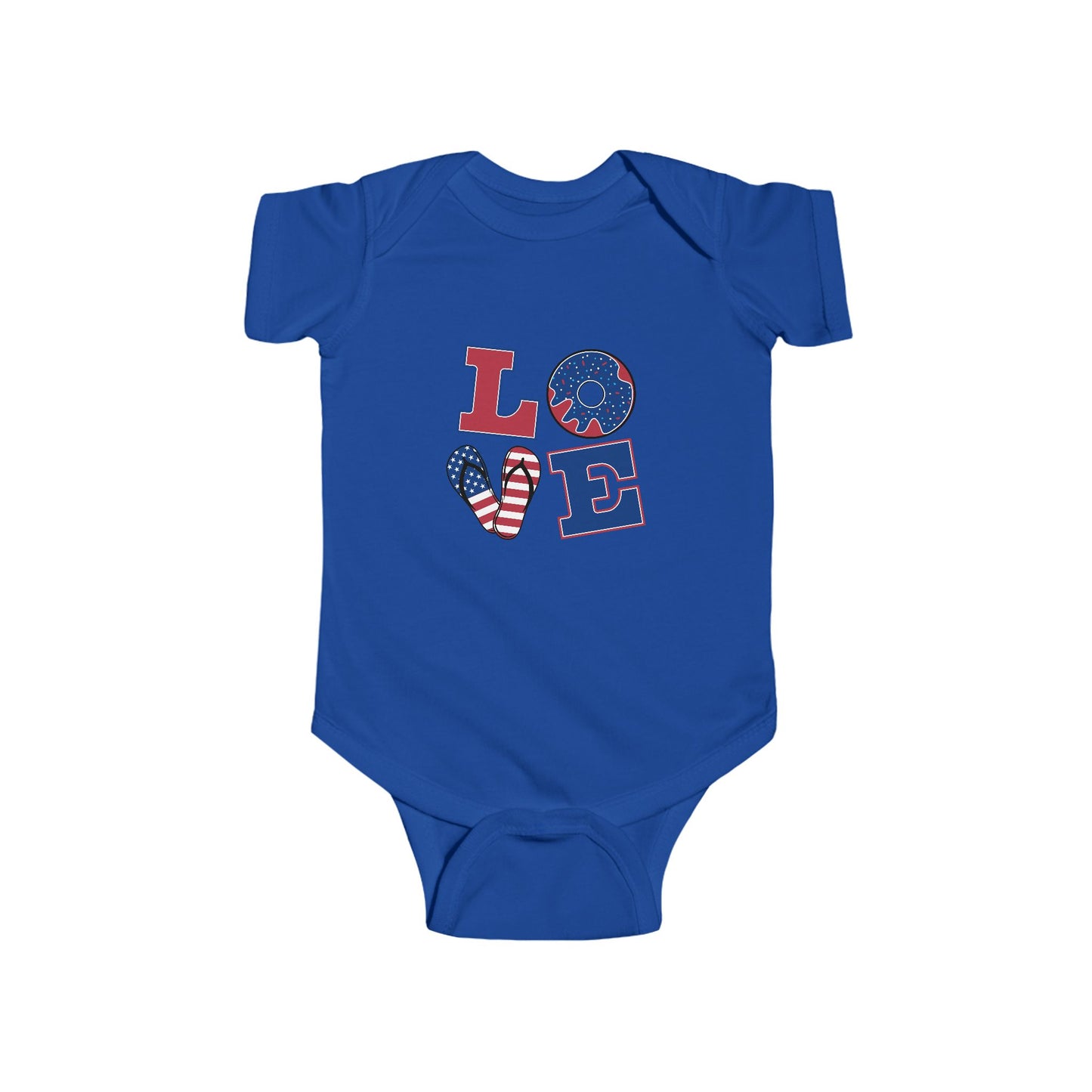 Patriotic Love Infant Bodysuit - Fourth of July Baby Outfit