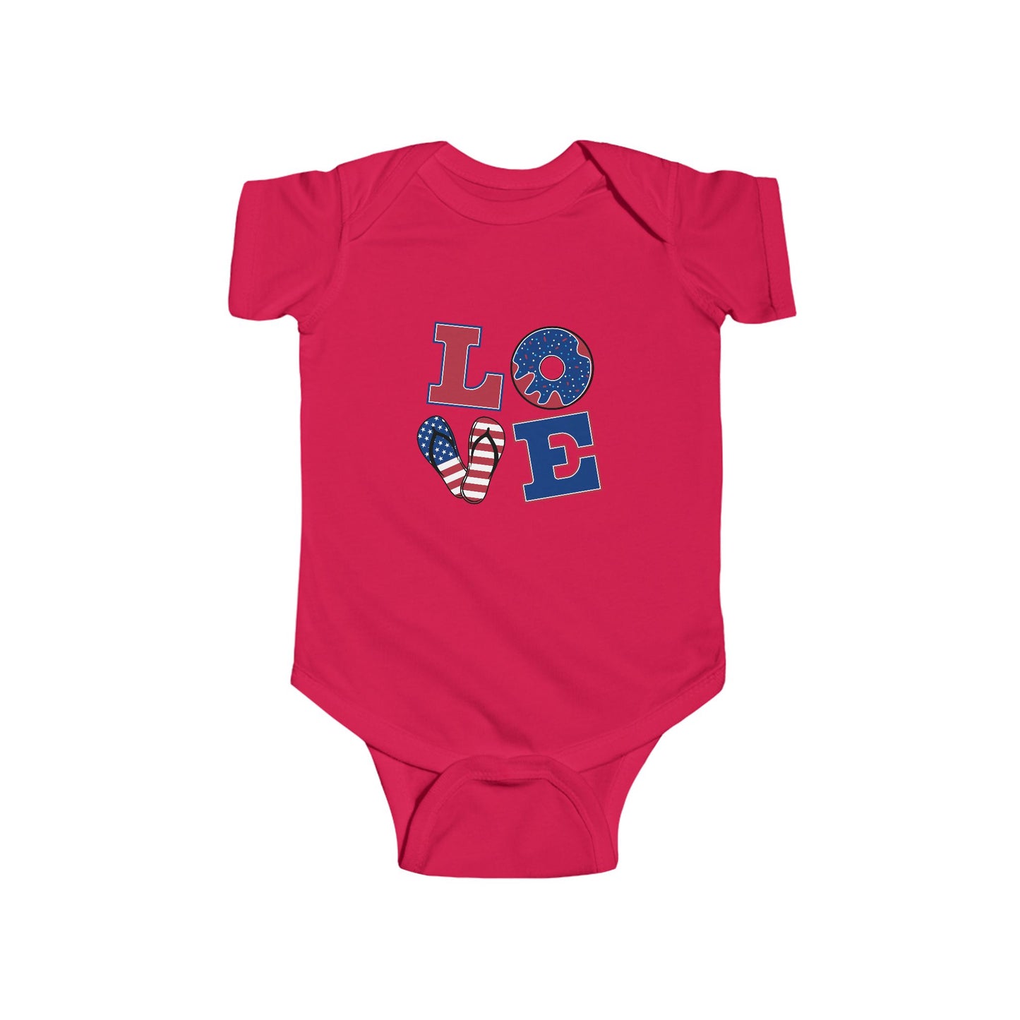 Patriotic Love Infant Bodysuit - Fourth of July Baby Outfit
