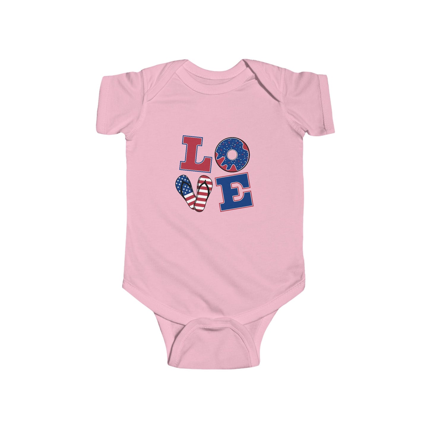 Patriotic Love Infant Bodysuit - Fourth of July Baby Outfit