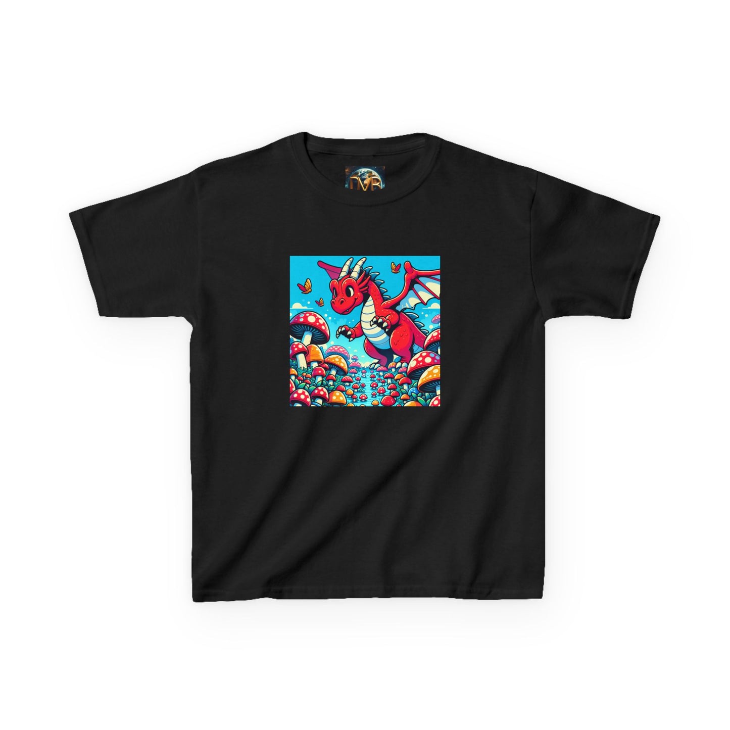 Kids Dragon in a Field of Mushrooms Adventure Tee - Fun Colorful Design for Little Explorers