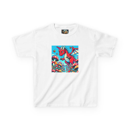 Kids Dragon in a Field of Mushrooms Adventure Tee - Fun Colorful Design for Little Explorers