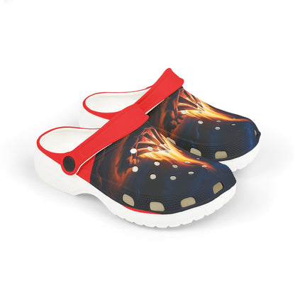 Cozy Campfire Kid's Clogs, Fun Summer Footwear, Playful Outdoor Shoes, Perfect for Family Gatherings, Easy Slip-On Style