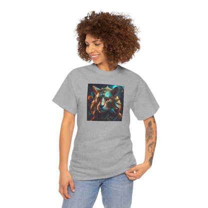 Unique Lion Art Unisex Heavy Cotton Tee - Statement Graphic T-Shirt for Animal Lovers