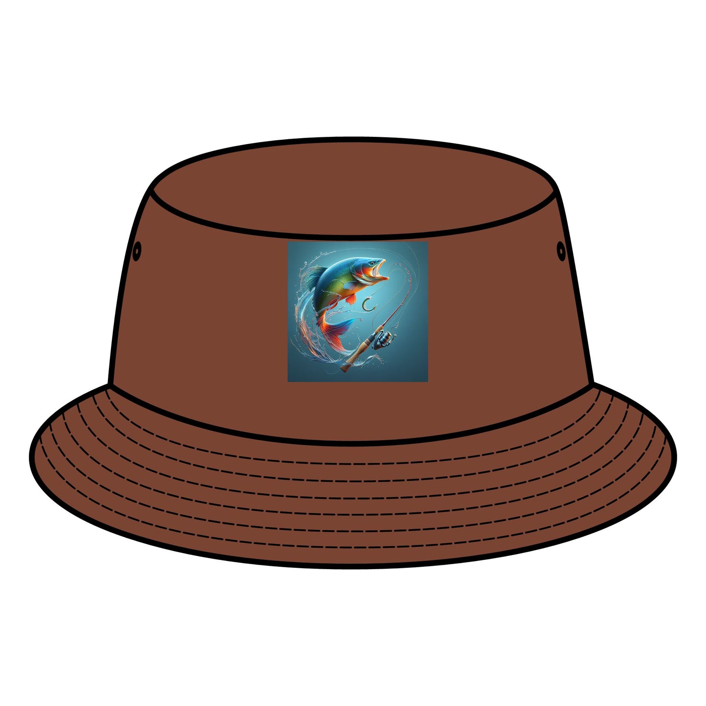 Colorful Fishing-Themed Bucket Hat - Perfect for Outdoor Adventures