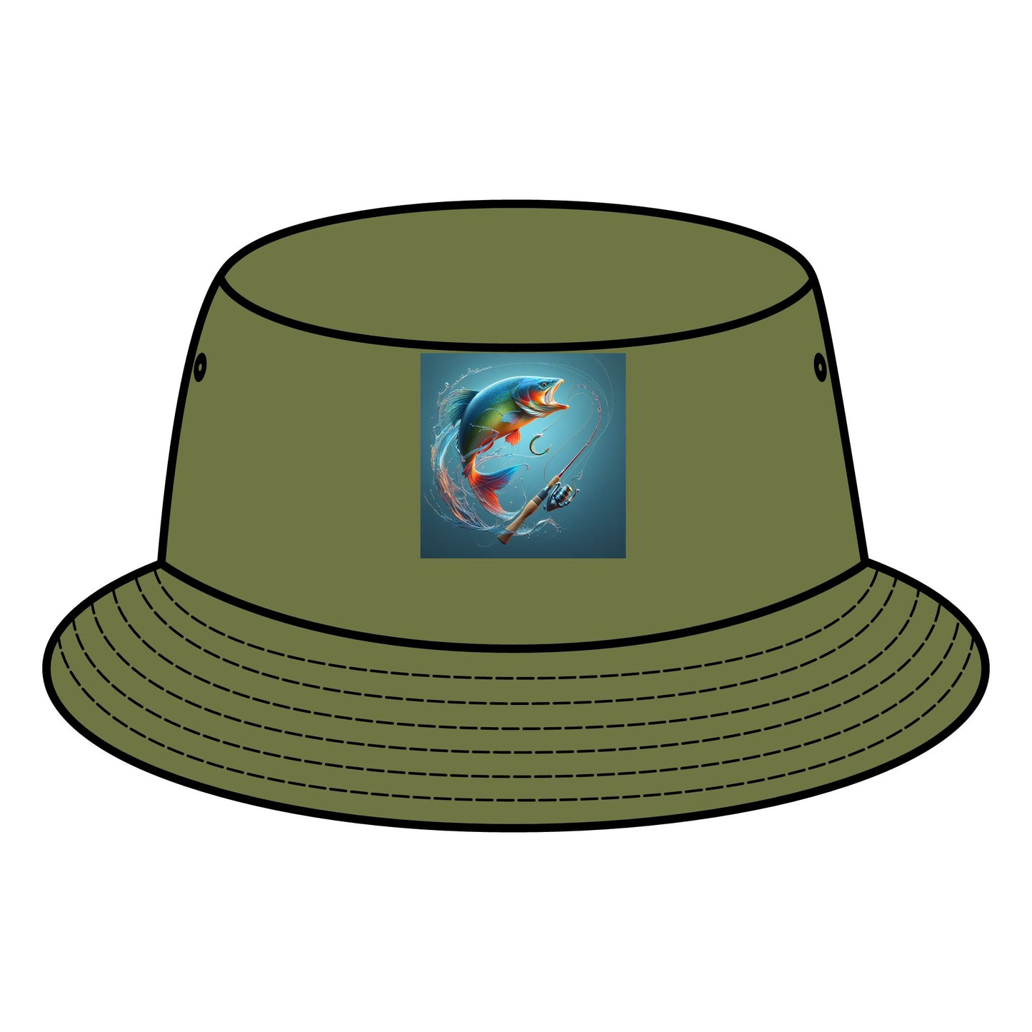 Colorful Fishing-Themed Bucket Hat - Perfect for Outdoor Adventures