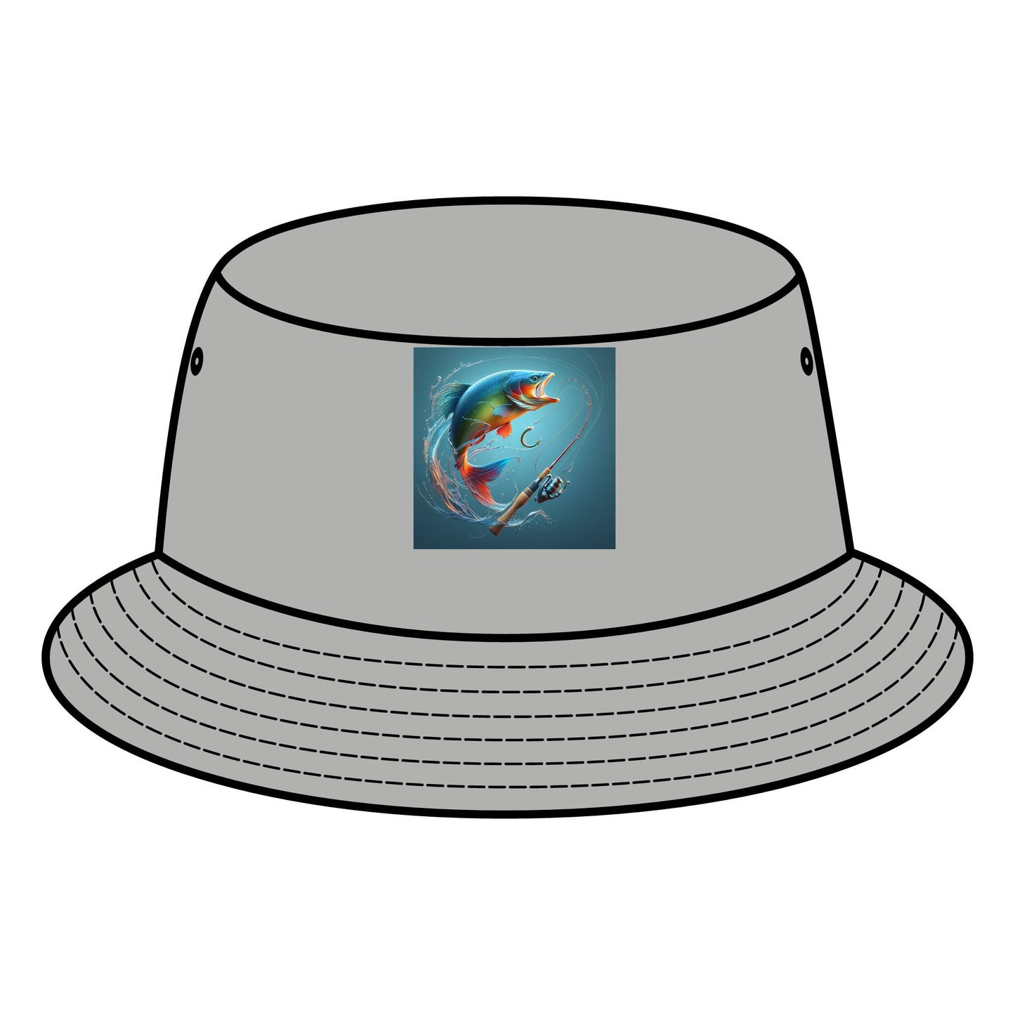 Colorful Fishing-Themed Bucket Hat - Perfect for Outdoor Adventures