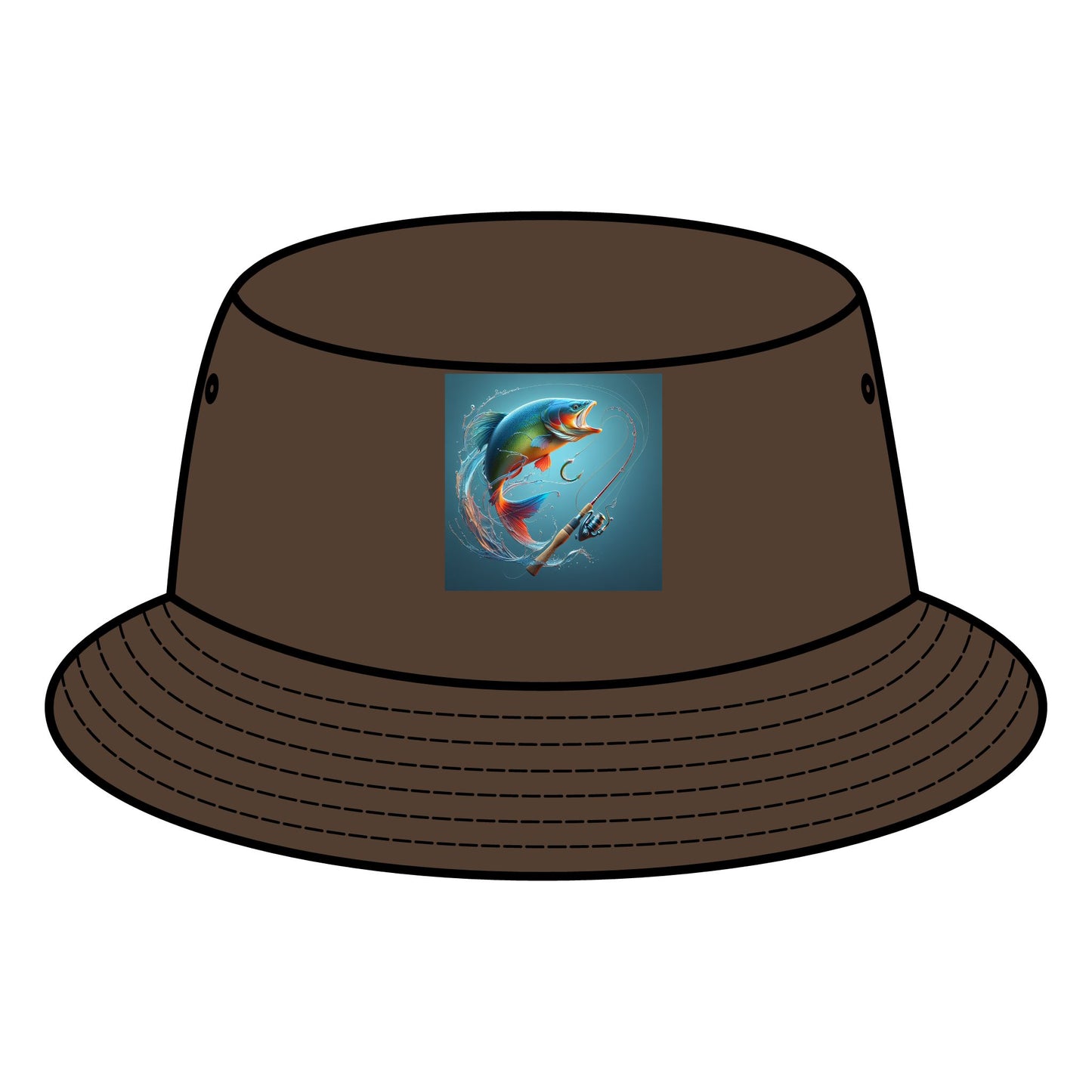 Colorful Fishing-Themed Bucket Hat - Perfect for Outdoor Adventures