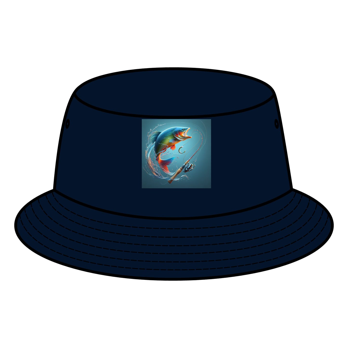 Colorful Fishing-Themed Bucket Hat - Perfect for Outdoor Adventures