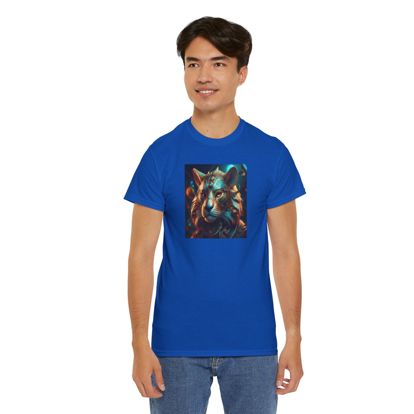 Unique Lion Art Unisex Heavy Cotton Tee - Statement Graphic T-Shirt for Animal Lovers