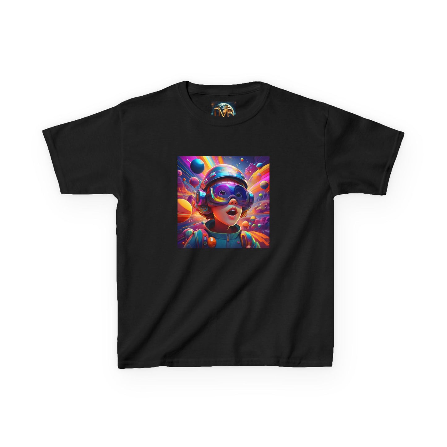 Kids Heavy Cotton Tee - Colorful Space Adventure Graphic Shirt