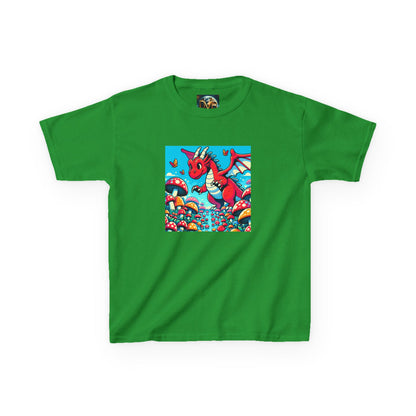 Kids Dragon in a Field of Mushrooms Adventure Tee - Fun Colorful Design for Little Explorers