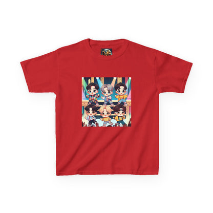 Kids T-Shirt, Cute Anime K-Pop Band on Stage Tee, Children's Graphic Shirt, Kawaii Music Group Top, Concert Apparel for Boys
