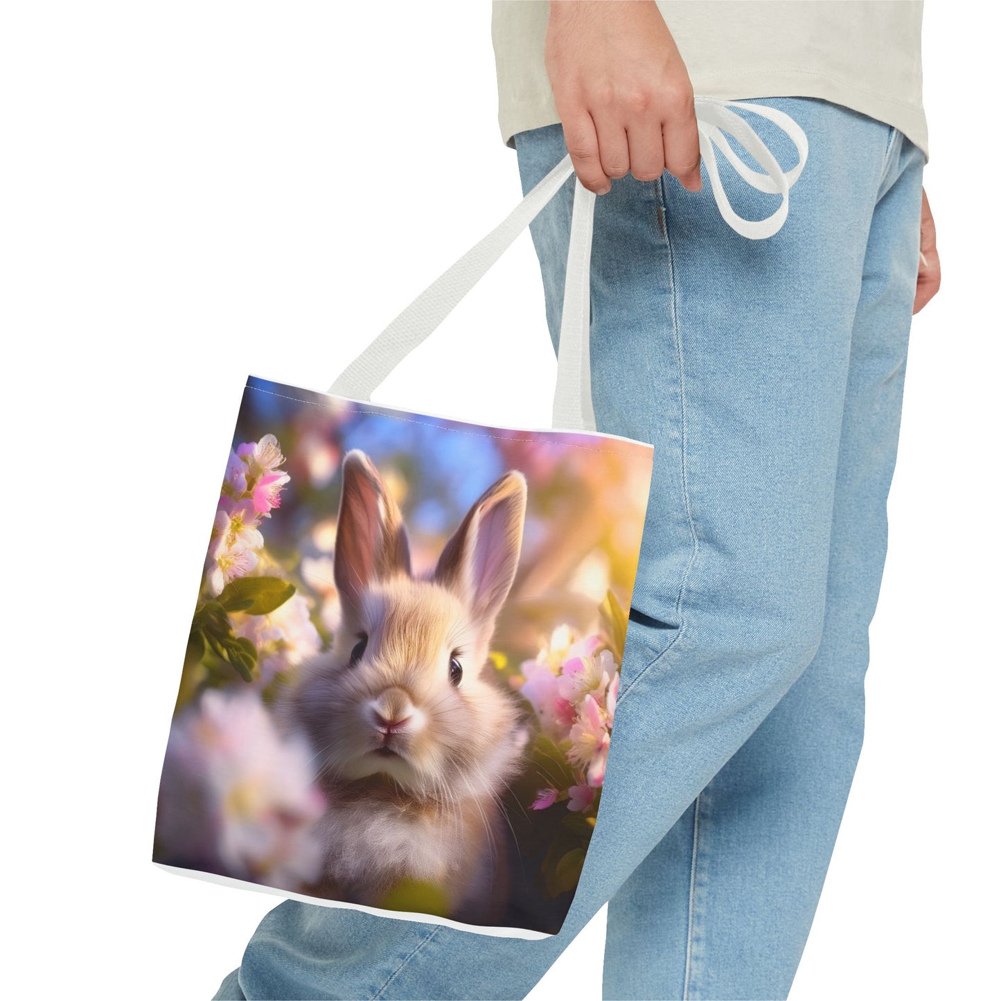 Charming Rabbit Tote Bag - Floral Design