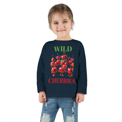 Wild Cherries Toddler Long Sleeve Tee - Fun Fruit Design for Kids