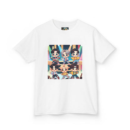 Kids T-Shirt, Cute Anime K-Pop Band on Stage Tee, Children's Graphic Shirt, Kawaii Music Group Top, Concert Apparel for Boys