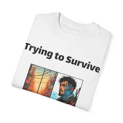 Survival Mode Unisex T-shirt, Trying to Survive 2025, Comic Book Style Tee, Bold Tee Shirt, Men's Women's Shirt