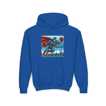 Youth Superhero Heavy Blend Hoodie - Fun & Cozy Design for Kids