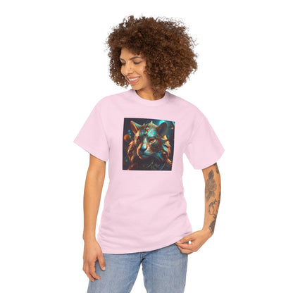 Unique Lion Art Unisex Heavy Cotton Tee - Statement Graphic T-Shirt for Animal Lovers