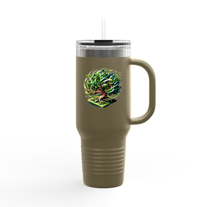 Eco-Friendly Insulated Travel Mug - 40oz with Whimsical Tree Design