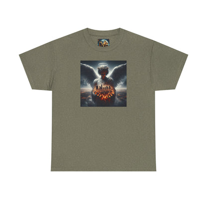 Angel Guardian Unisex Heavy Cotton Tee - Los Angeles Landscape Shirt, Holy Angel Protection, Urban Angel Tee, City Savior