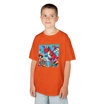 Kids Dragon in a Field of Mushrooms Adventure Tee - Fun Colorful Design for Little Explorers