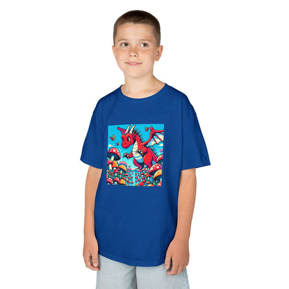 Kids Dragon in a Field of Mushrooms Adventure Tee - Fun Colorful Design for Little Explorers