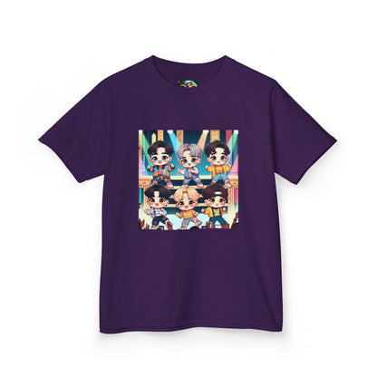 Kids T-Shirt, Cute Anime K-Pop Band on Stage Tee, Children's Graphic Shirt, Kawaii Music Group Top, Concert Apparel for Boys