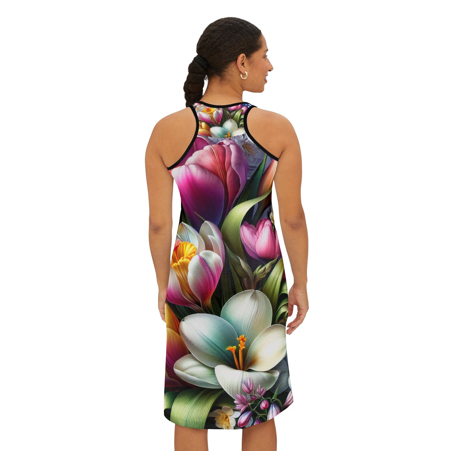 Floral Women's Racerback Dress - Vibrant Spring Bloom Design